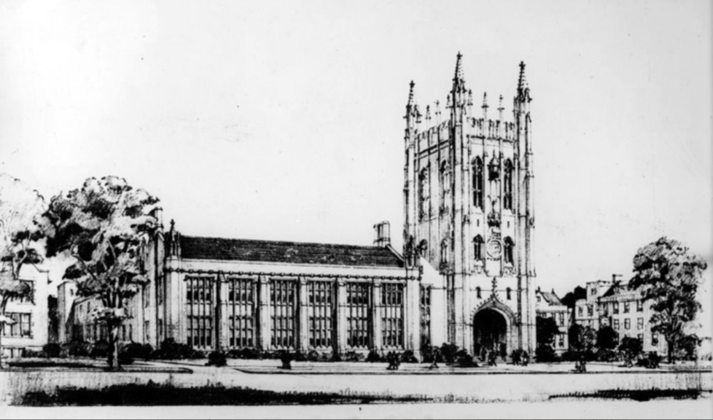 Revised black and white drawing the Memorial Student Union from 1922
