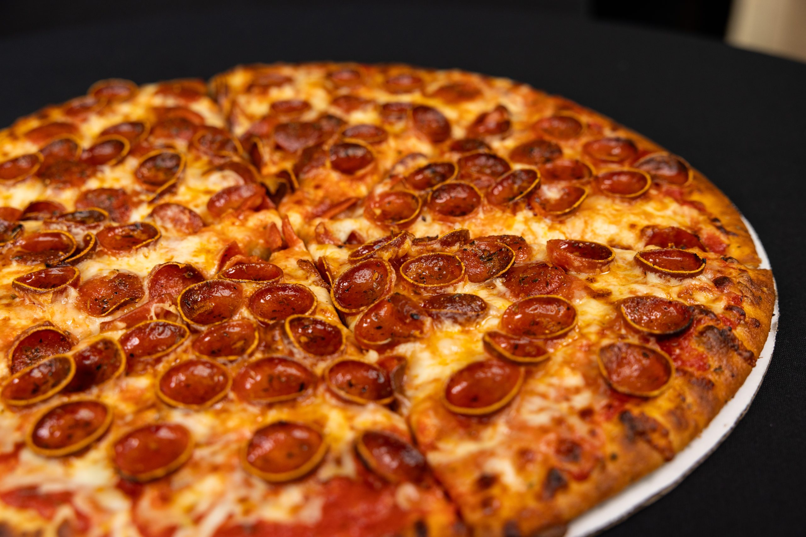 A pepperoni pizza from Pizza Express in the MU Student Center
