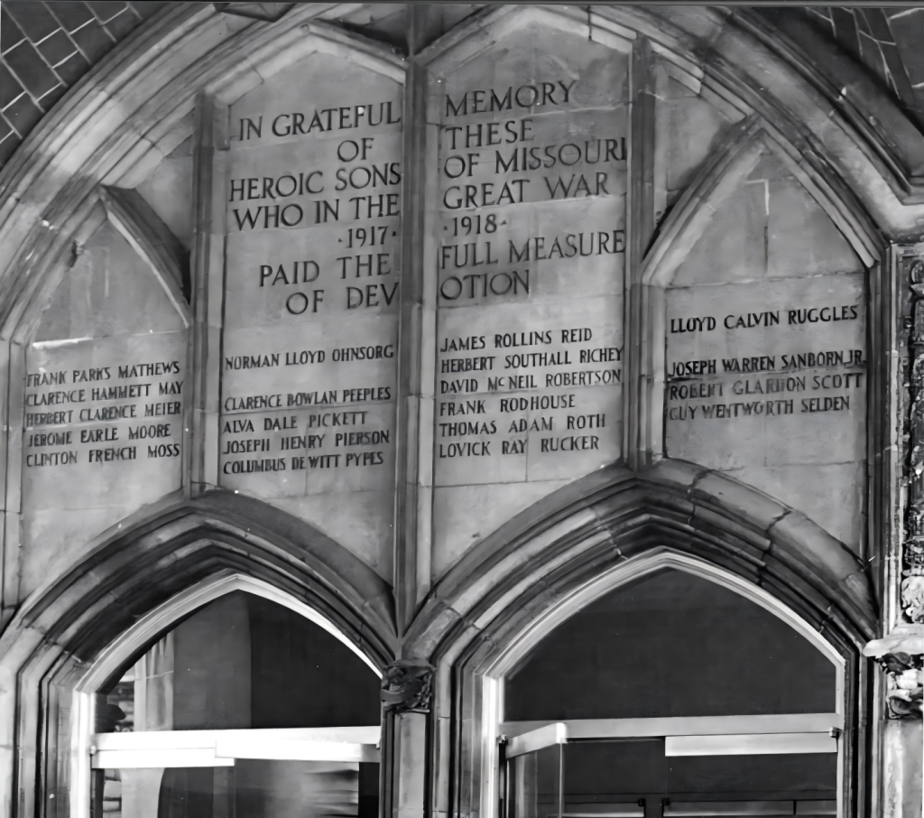 An image showing the names of people inscribed on the building