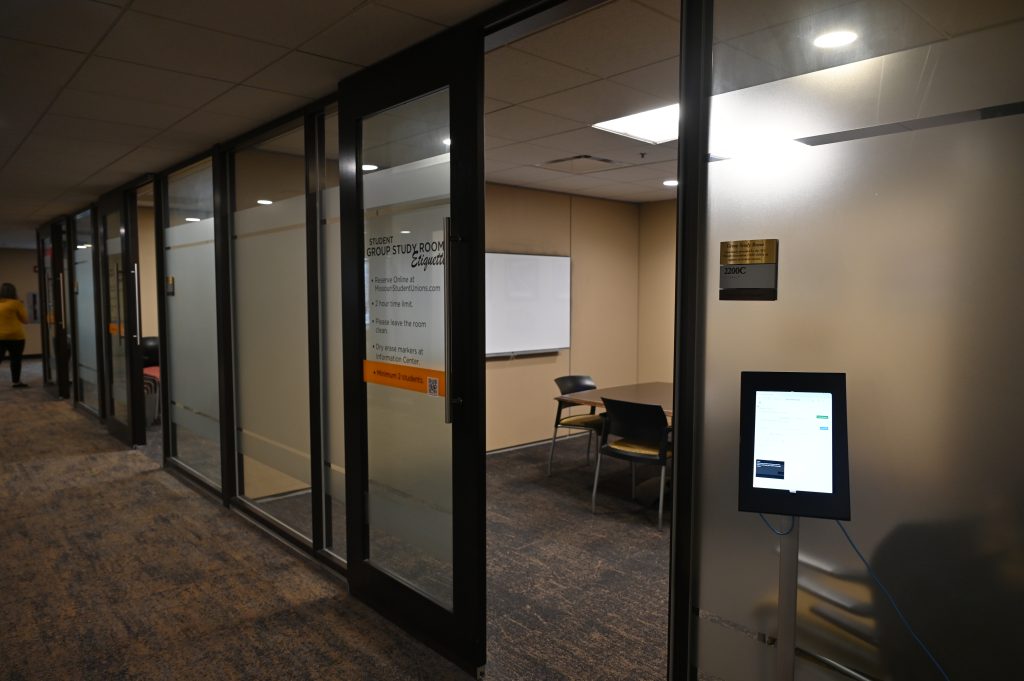 Some of the group study rooms in the MU Student Center