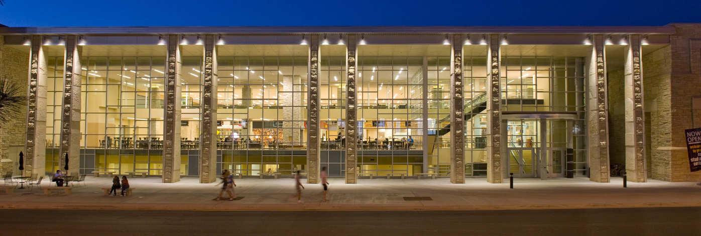 Students walk outside the MU Student Center
